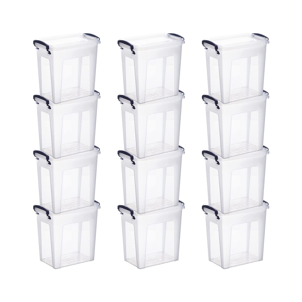 Superio 20 Qt Letter Size Clear Plastic Storage Bins with Lids and Latches,  Organizing Containers for Office, Stackable Plastic Tote for Home, Garage